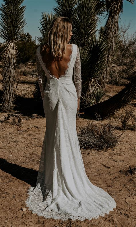 Tessa Boho Bridal Gown Long Sleeve Lace Backless