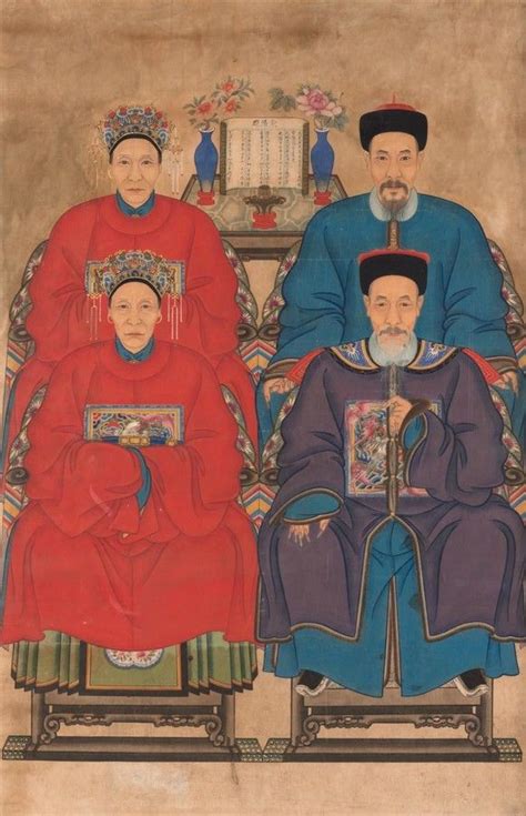A Large Framed Chinese Ancestor Portrait Late Qing Dynasty Art