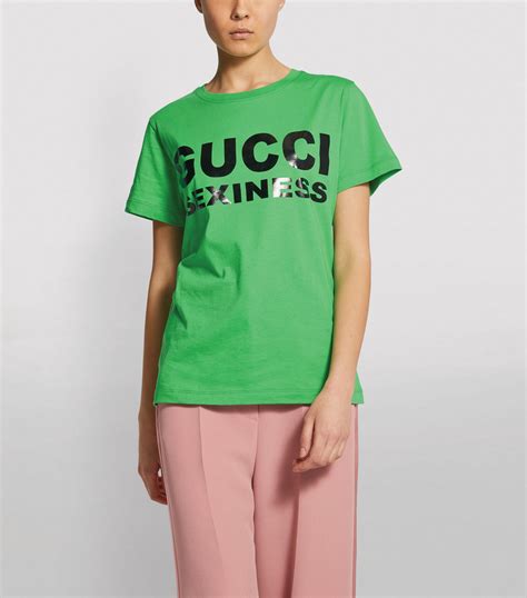 gucci green sexiness slogan t shirt harrods uk