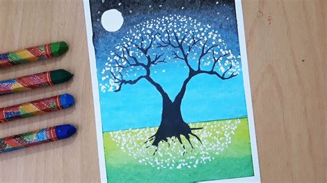 Pastel Boya Ile Ağaç çizimi