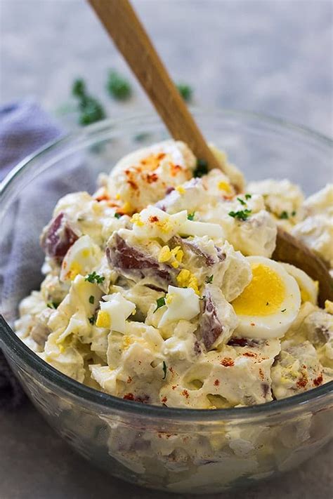 Tossing potatoes with a little good vinegar while they are still warm infuses them with flavor. Old Fashioned Potato Salad | Countryside Cravings
