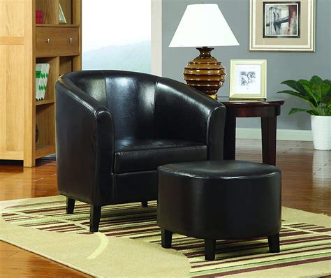 Shop wayfair for all the best leather ottoman included accent chairs. Dark Brown Faux Leather Accent Chair Comes Complete With ...