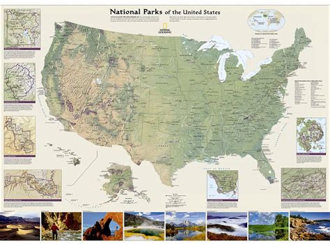 National Geographic United States National Parks Wall Map Tubed