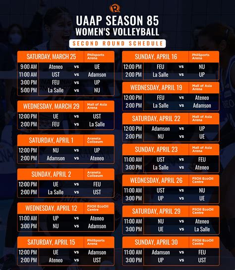 Schedule Uaap Season 85 Womens Volleyball