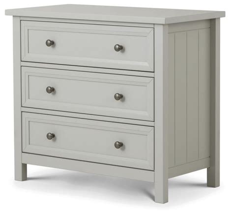 Viyella Dove Grey 3 Drawer Chest Of Drawers Stone Lacquered Finish Fully Assembled Option Grey