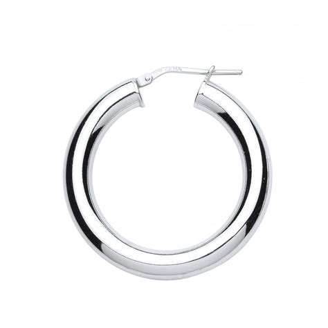 925 Sterling Silver Polished Hoop Earrings Silver Collection From