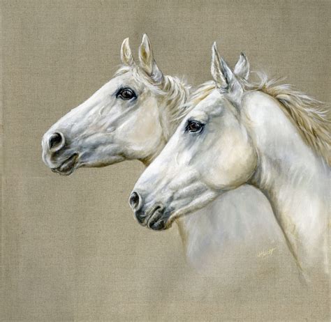 White Horses Oil Painting By Una Hurst Artfinder
