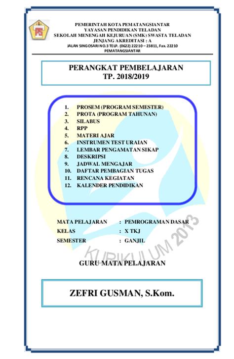 Gambar Cover Perangkat Pembelajaran - Guru Paud