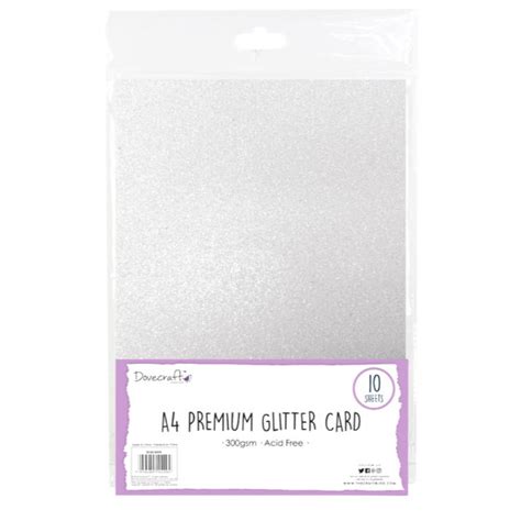 A4 Premium Glitter Card 300gsm 10 Sheets Silver Dcgcd009