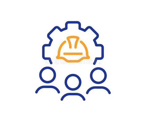 Engineering Team Line Icon Engineer Or Architect Group Sign Vector