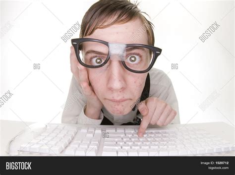 Worried Computer Nerd Image And Photo Free Trial Bigstock
