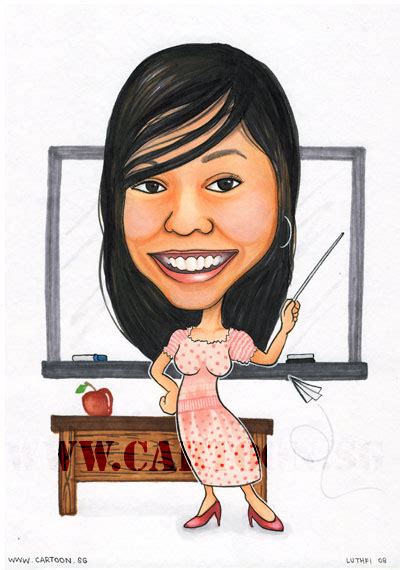 T For A Beloved Teacher Caricature Artists Singapore Cartoonsg