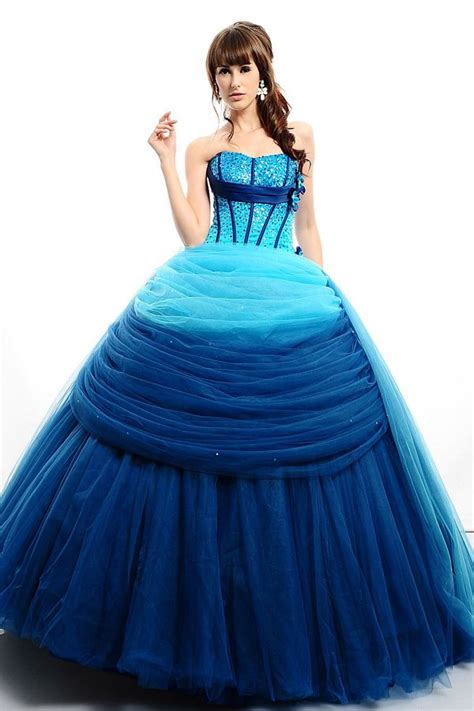 Pleated Ball Gown Blue Sweetheart With Paillette Quinceanera Dresses