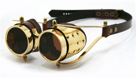 also awesome steampunk goggles solid brass brown leather polished brass decor fashion gadgets