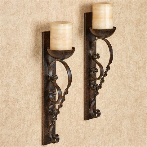 Twisted Pillar Metal Wall Sconce Pair
