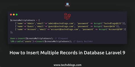 How To Insert Multiple Records In Database Laravel 9 Techvblogs