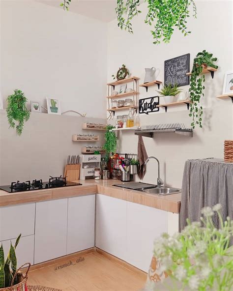 Cara membuat kabinet dapur atau biasa disebut kitchen set dari bahan triplek/multiplek/plywood. Hiasan Dapur Minimalis 2x3 dengan Tanaman Hijau
