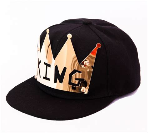 Black Snapback Baseball Flat Cap Hat Gold Mirror King Hiphop