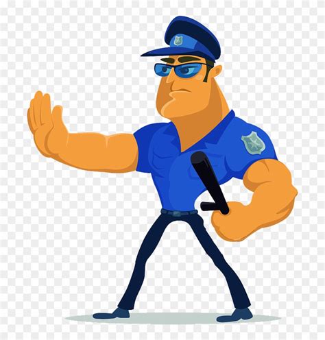 Police Officer Security Guard Illustration Angry Security Guard