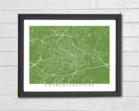 Charlottesville Map Art City Map Print Virginia Travel T Home Office