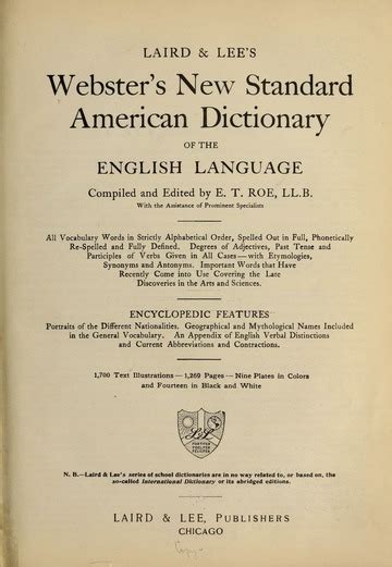 Laird And Lees Websters New Standard American Dictionary Of The English