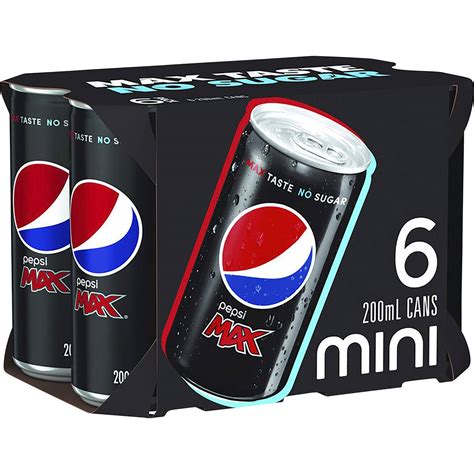 Pepsi Max Mini Cans 200ml X6 Pack Woolworths