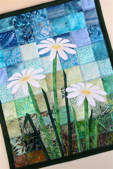 Batik Daisy Quilted Wall Hanging Art Quilt Pattern Or Kit Etsy