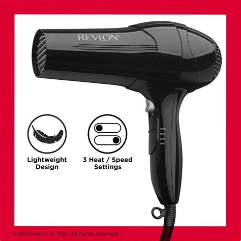 Revlon 1875w Lightweight Hair Dryer For Easy Smooth Styling Black