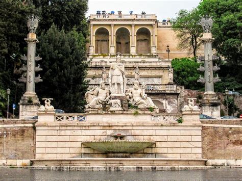 The Fountain Of The Four Lions Piazza Del Popolo In Rome Walks In