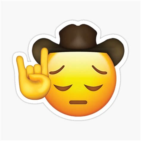 Sad Cowboy Hat Emoji Sticker Sticker For Sale By Cayutie Redbubble