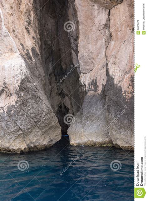 Sea Cave At The Rocky Coast Of Capri Island Stock Image Image Of