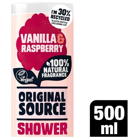 original source creamy vanilla and raspberry shower gel 500ml wilko
