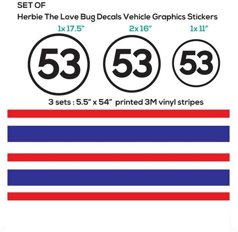 Car Herbie The Love Bug Decals Set Vehicle Graphics Stickers Etsy