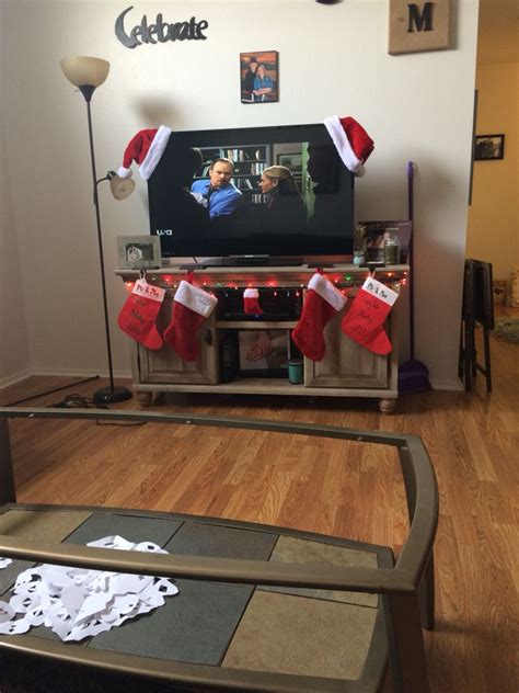 You will see gifts near tree, various decoration balls and ribbons. Christmas decor | Christmas decorations, Decor, Flatscreen tv