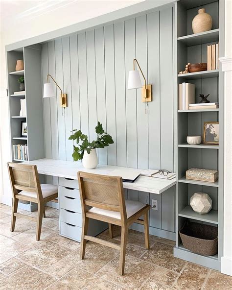 Ikea Hack Built In Double Desk Gray Home Offices Home Office