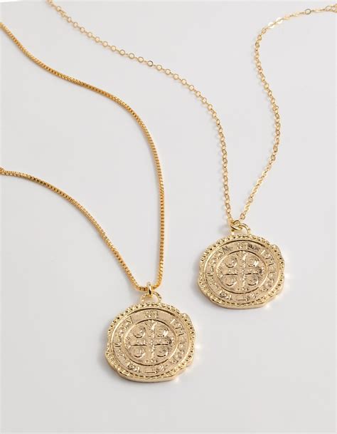 Gold Coin Necklace 14k Gold Filled Medallion Necklace Etsy