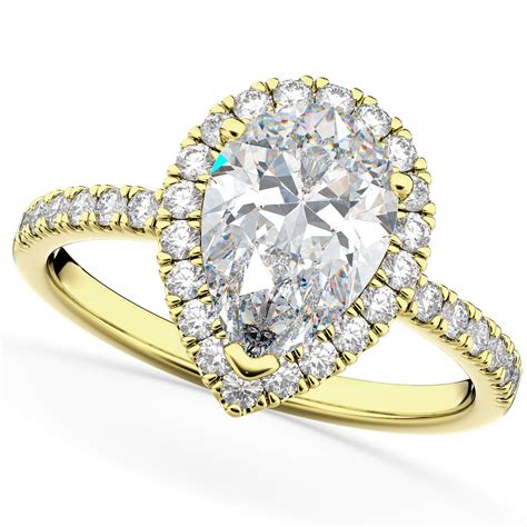 Free shipping on qualified orders. Pear Cut Halo Diamond Engagement Ring 14K Yellow Gold 2.51ct - AD4447