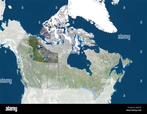 Canada And The Northwest Territories True Colour Satellite Image Stock