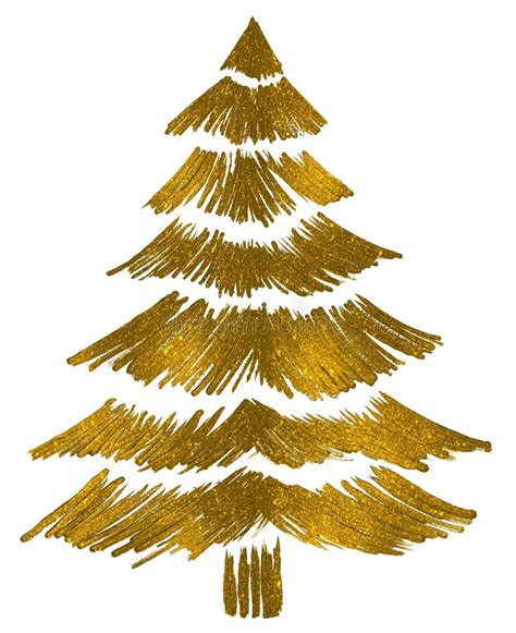 Gold Glitter Particles Christmas Tree With Star Isolated On Png Or