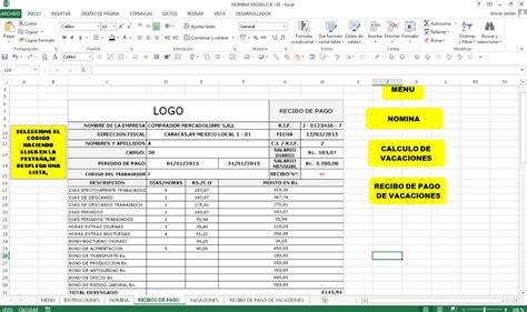 Nomina Control Recibo De Pago Lottt Plantilla Hoj Excel Bs Vrogue