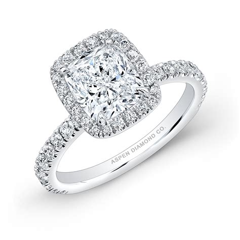 Cushion Cut Diamond Halo Engagement Ring In Platinum Bridal