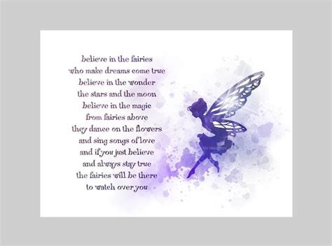 Believe In Fairies Poem Art Print Fairy Quote Nursery Etsy