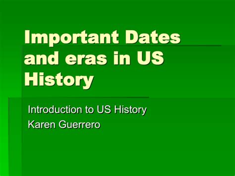 Important Dates In Us History