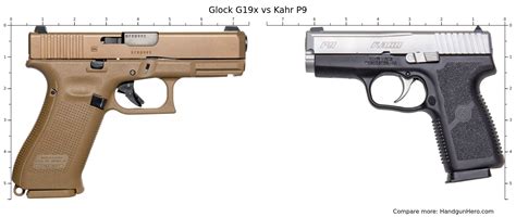Glock G X Vs Kahr P Size Comparison Handgun Hero