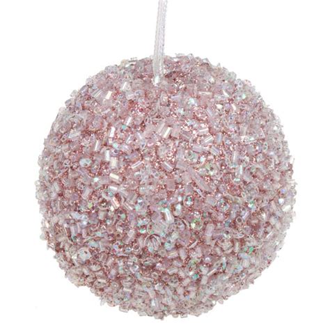 Pale Pink Beaded Bauble 65mm