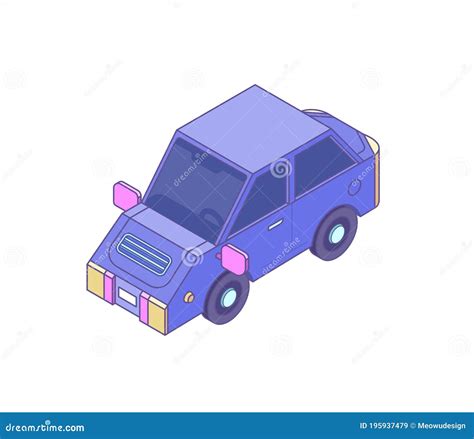 Purple Car In Isometric Style Vector Illustration Stock Vector