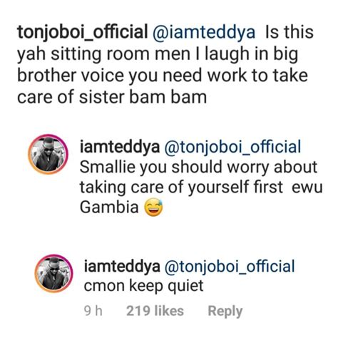 Teddy A Blasts Bam Bam Fan Who Suggested He Couldn T Take Care Of Her Naijavibe