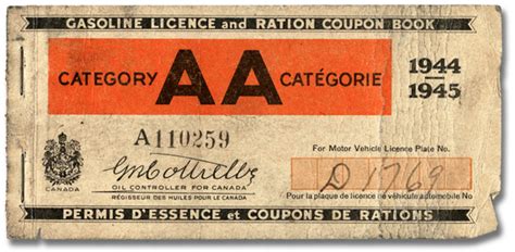 Gasoline Licence And Ration Coupon Book Category Aa 1944 1945