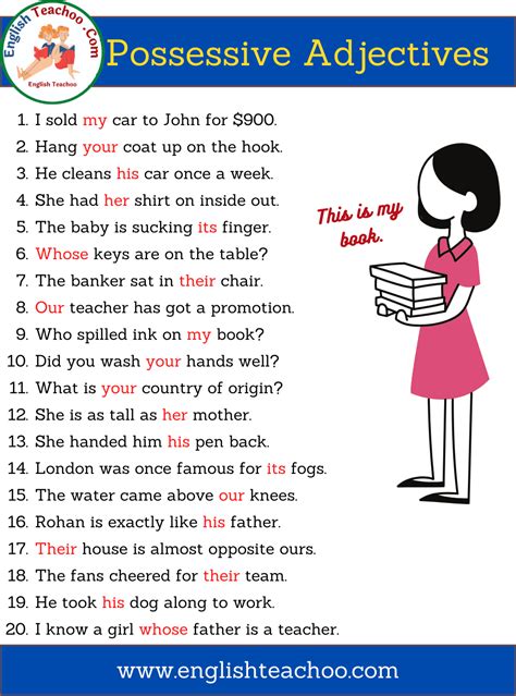 Examples Of Possessive Adjectives In Sentences Englishteachoo
