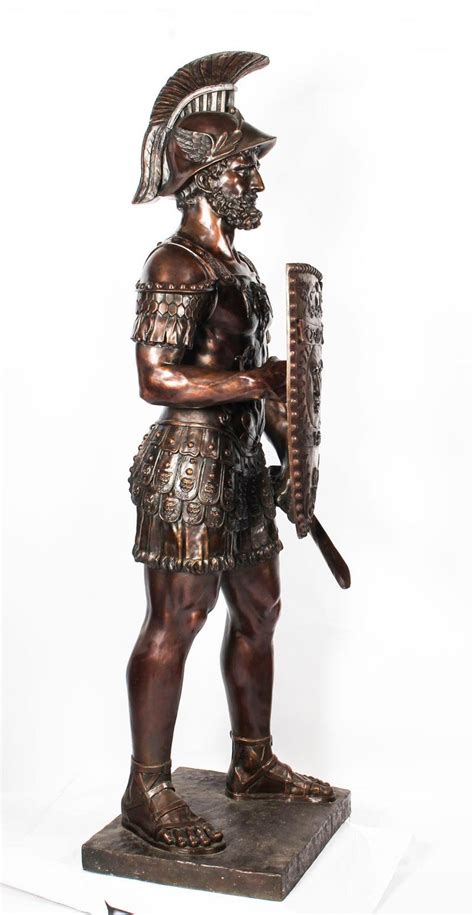 Magnificent Pair Of Huge Bronze Roman Soldier Centurion Statues 20th
